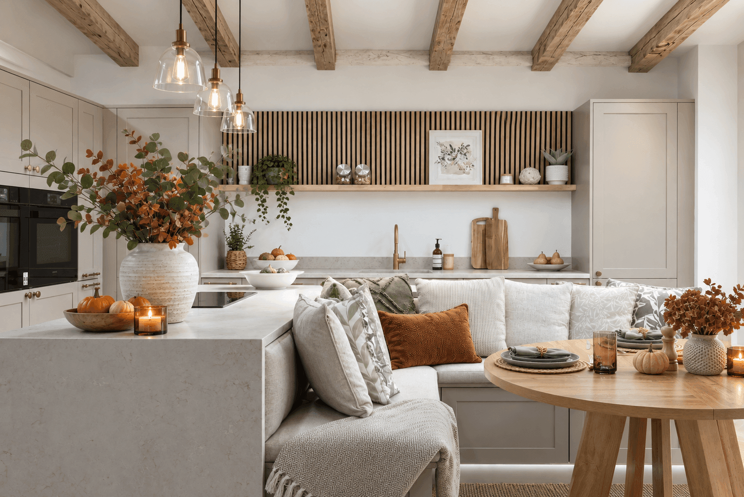 Kitchen with autumnal items and colours