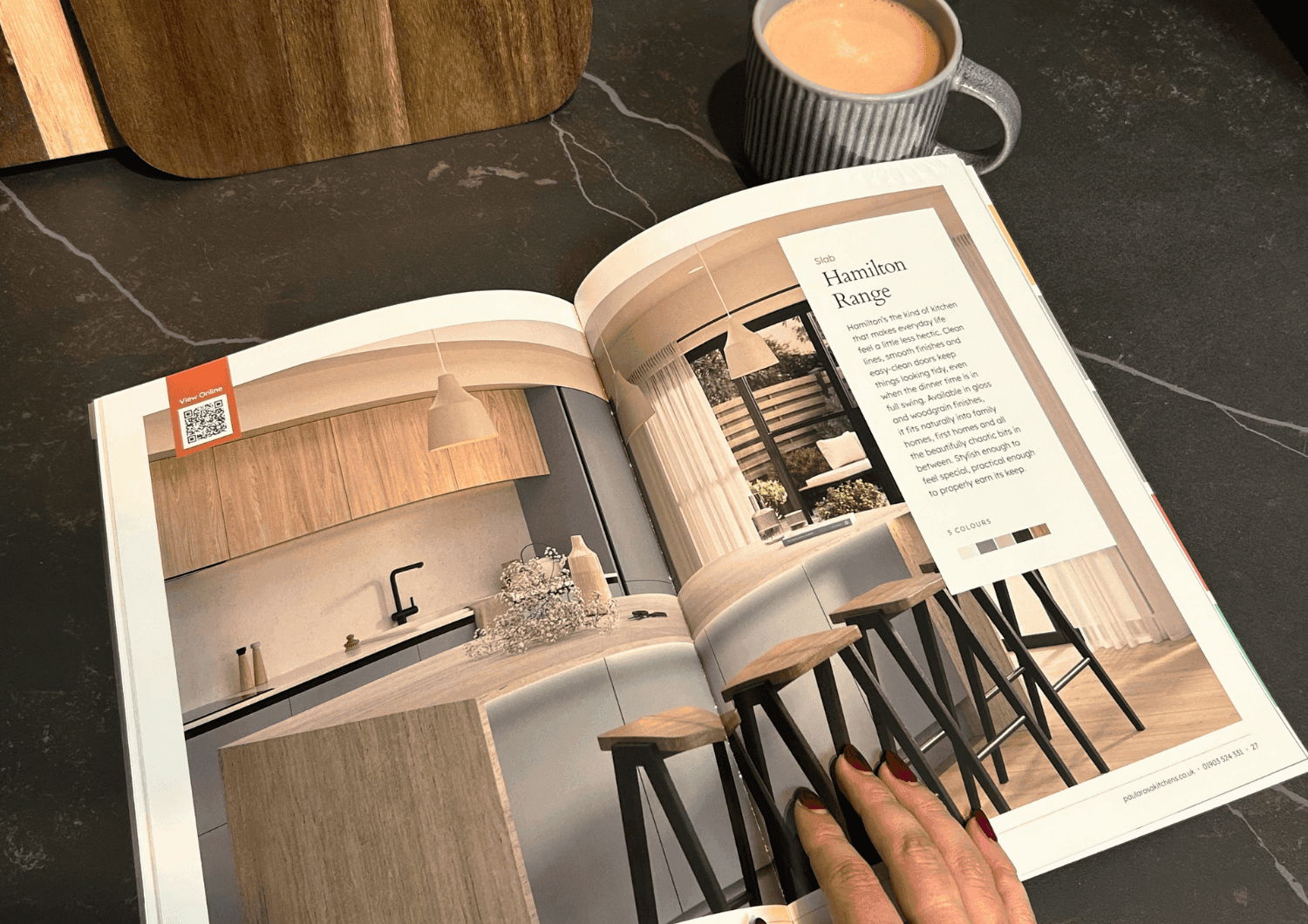 Customer looking through brochure