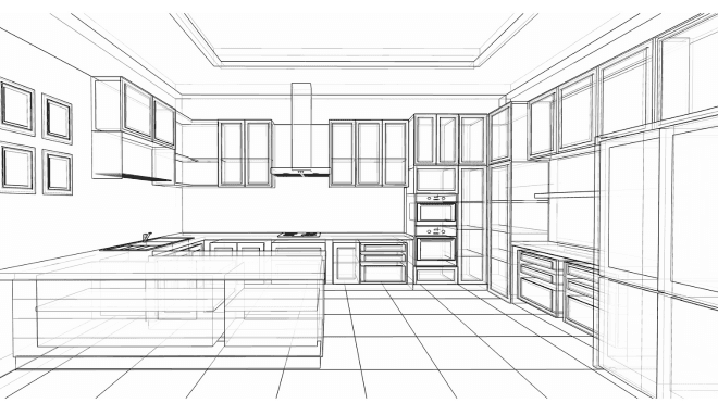 CAD drawing of kitchen
