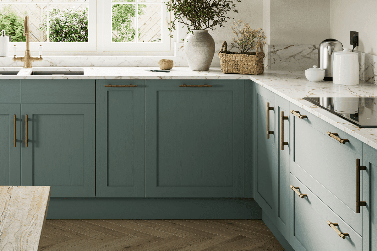 Kitchen with Fishbourne Deep Forest doors