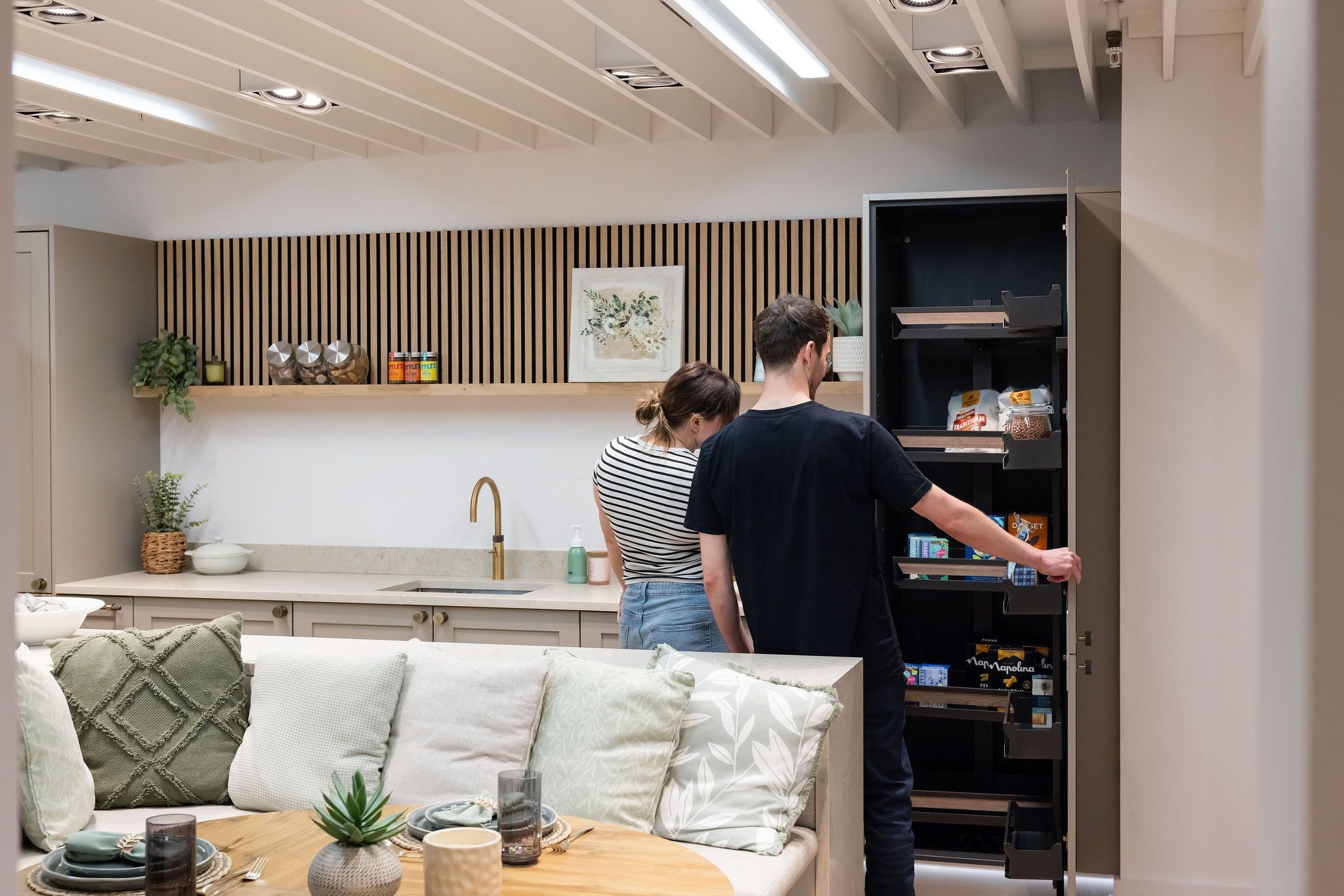 Customers in the showroom kitchen