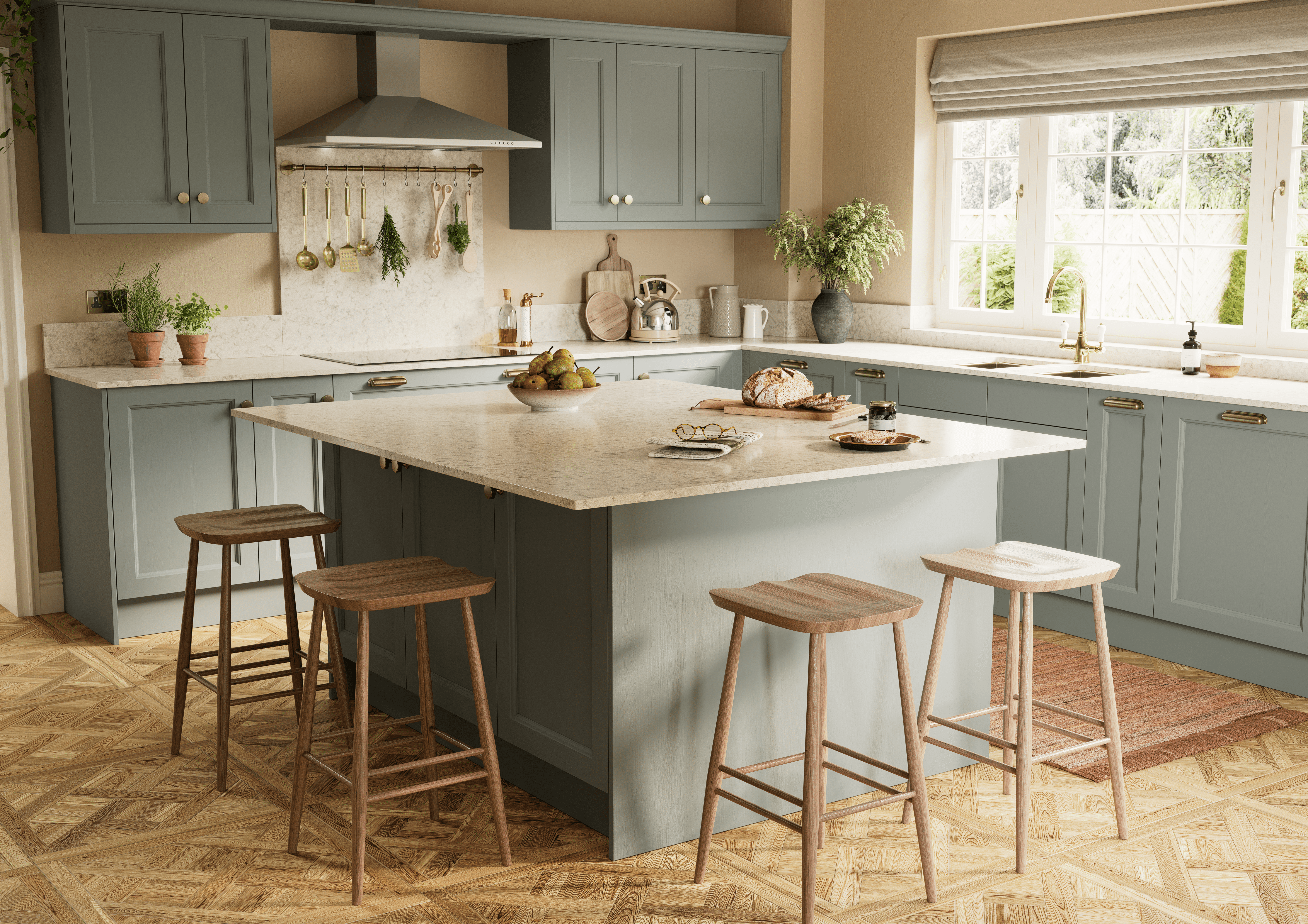 Reed green country kitchen