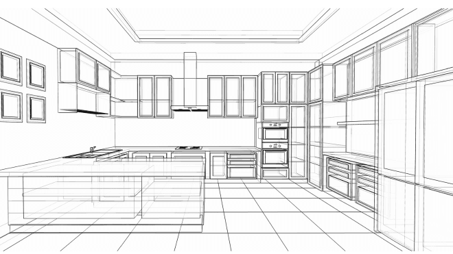 CAD drawing of kitchen