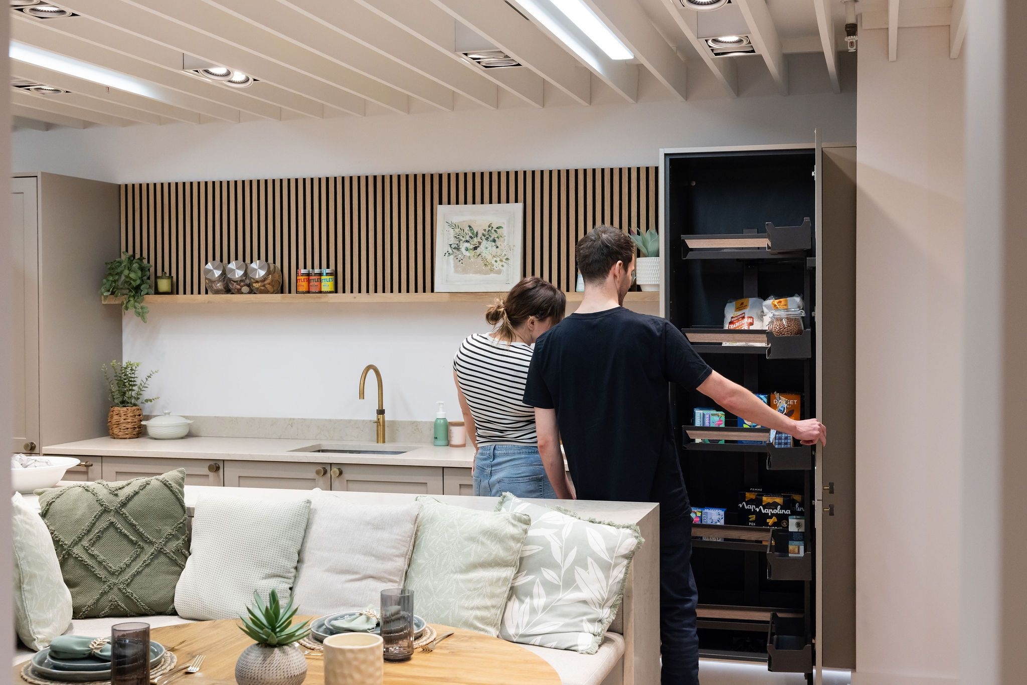 Customers in the showroom kitchen
