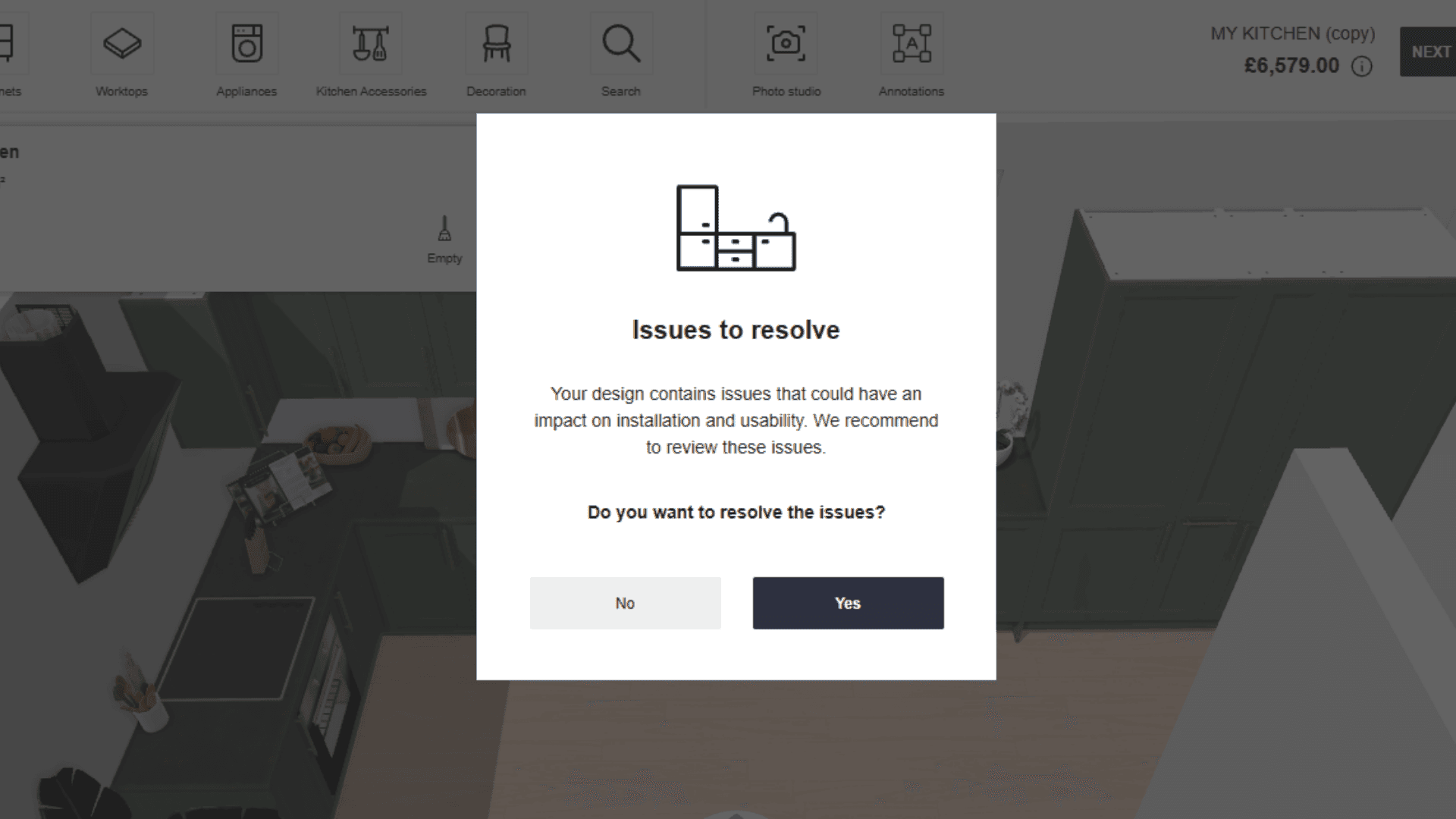 Screenshot of planning tool