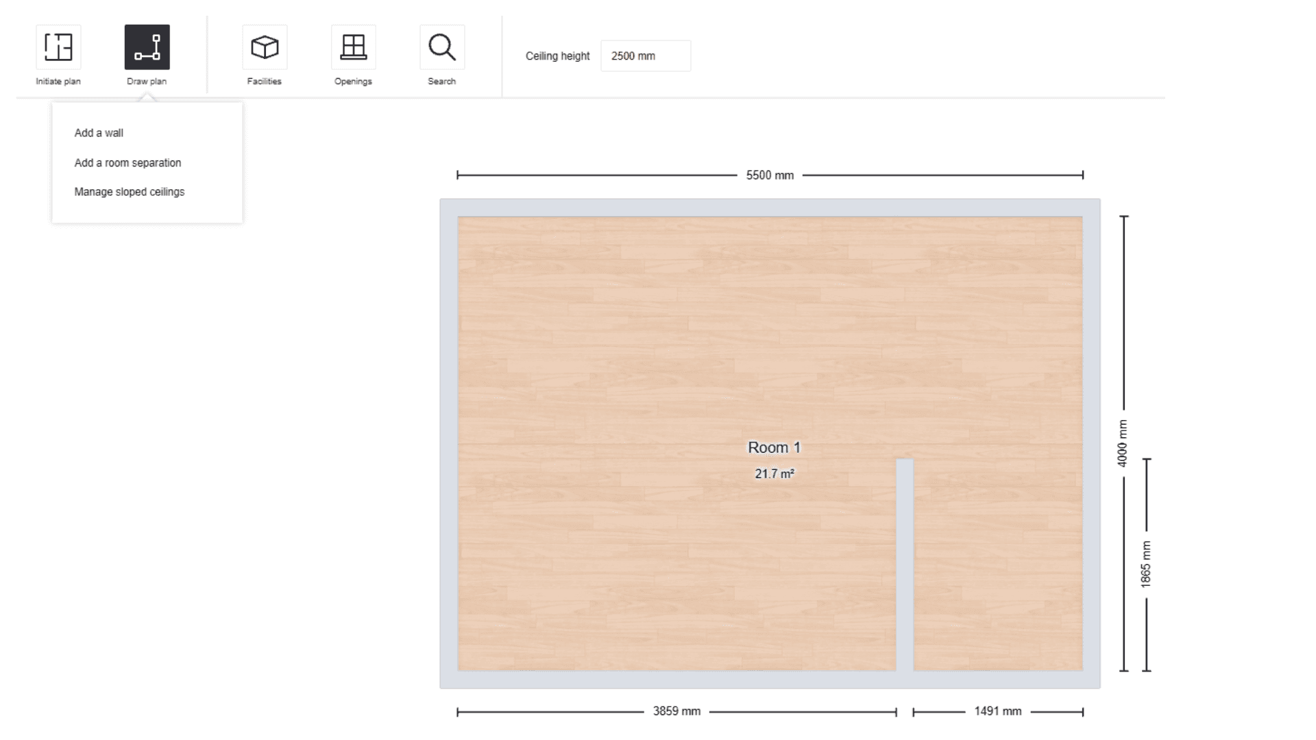 Screenshot of planning tool