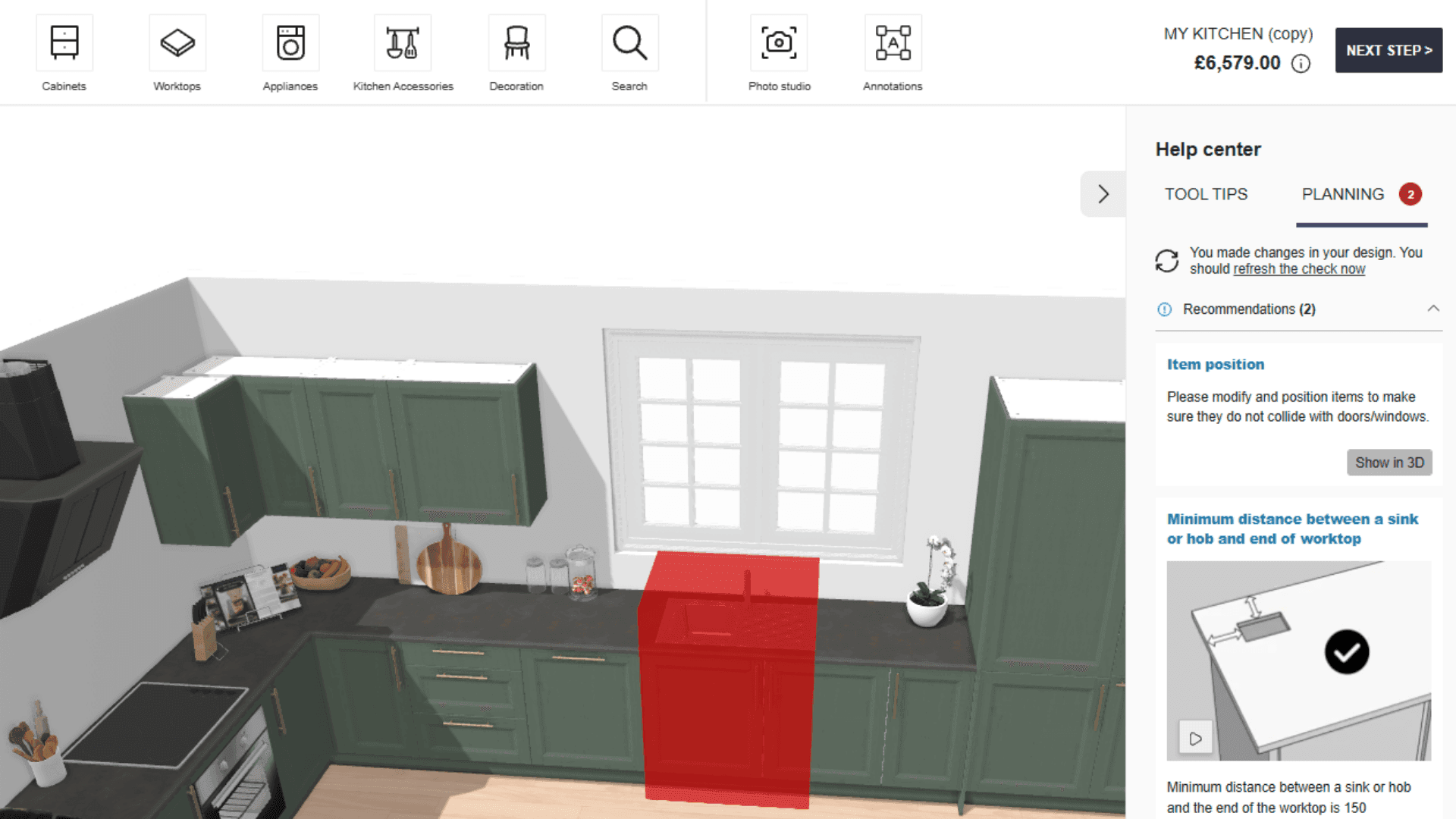 Screenshot of planning tool