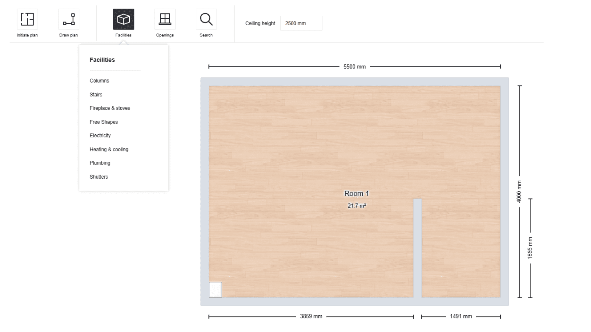 Screenshot of planning tool