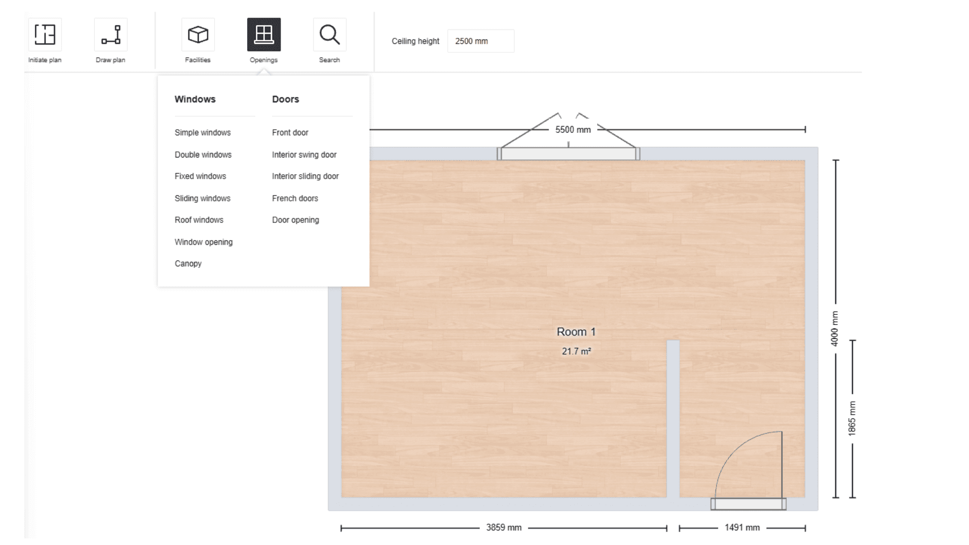 Screenshot of planning tool