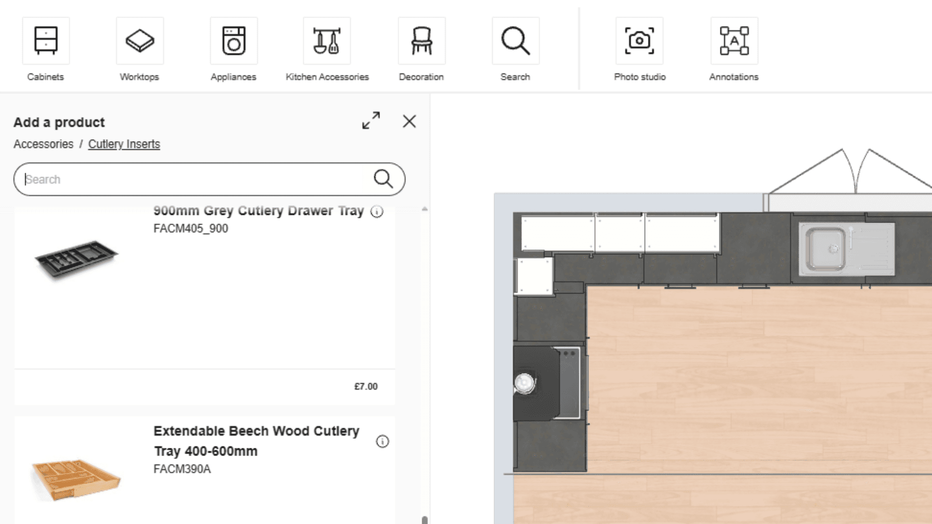Screenshot of planning tool