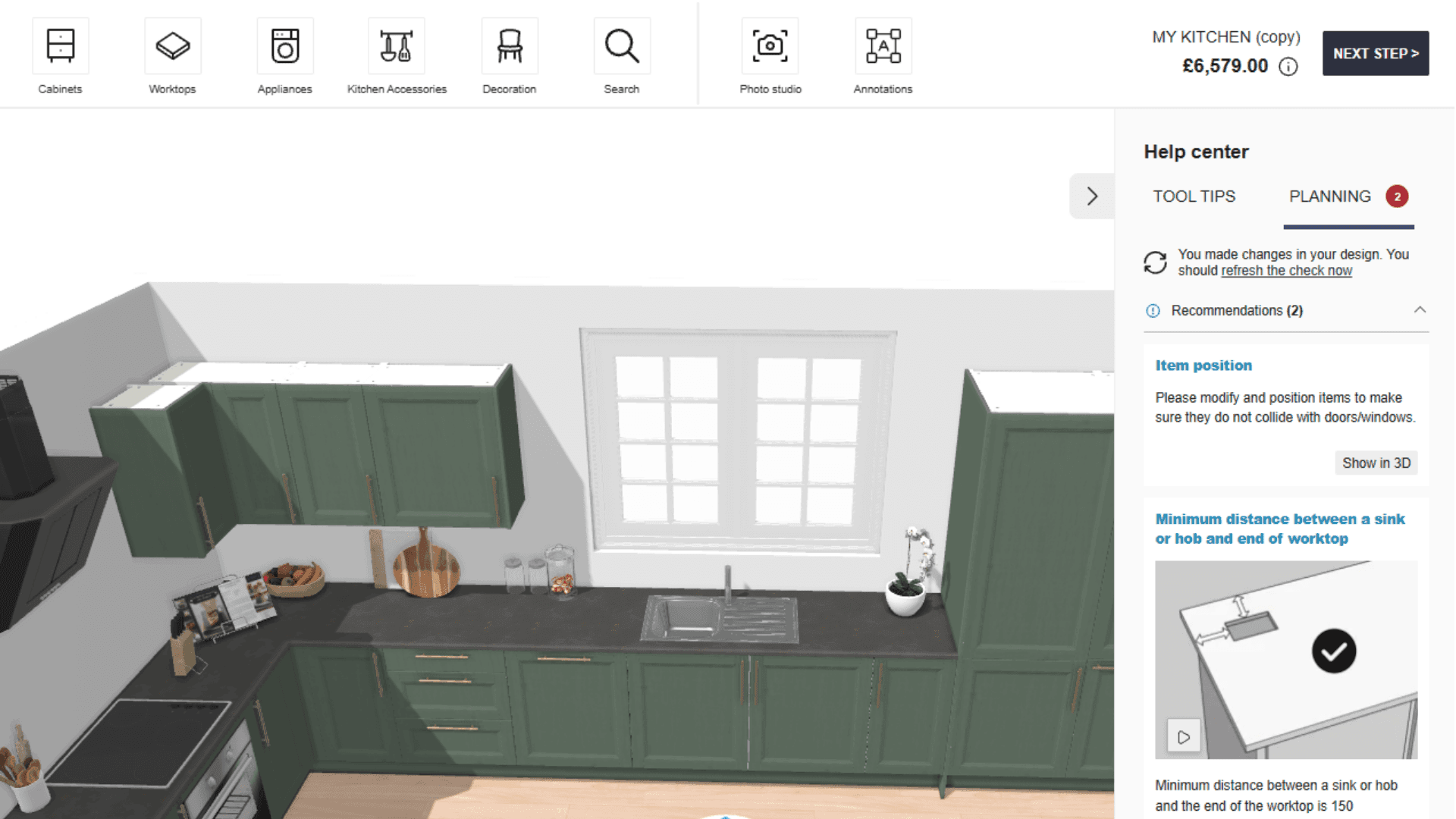 Screenshot of planning tool