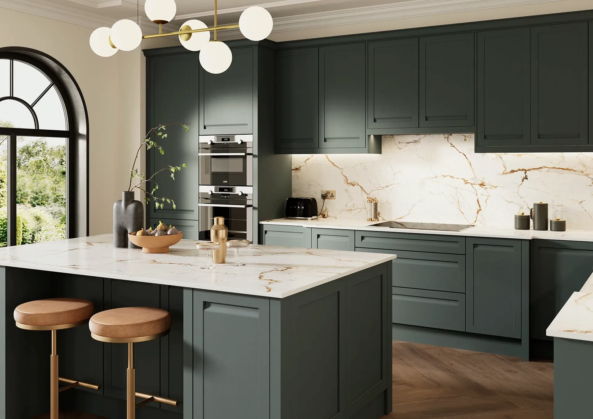 JPull Shaker kitchen with Fontwell Deep Forest doors