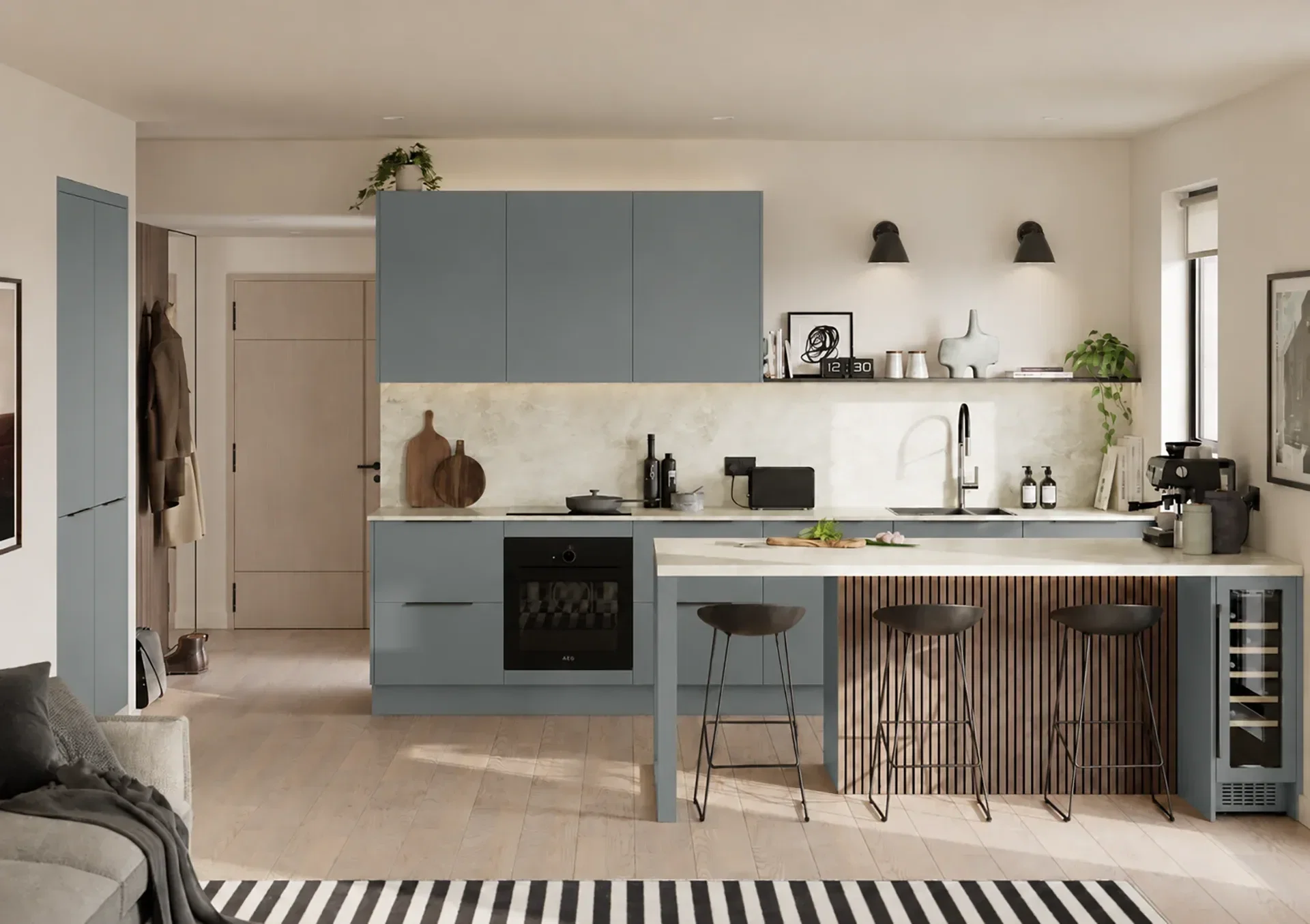 Kitchen with Franklin Fjord doors