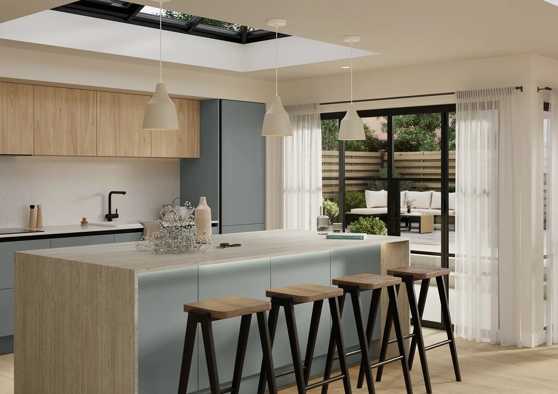 Kitchen with Hamilton Natural Sheffield Acacia and Franklin Monument doors