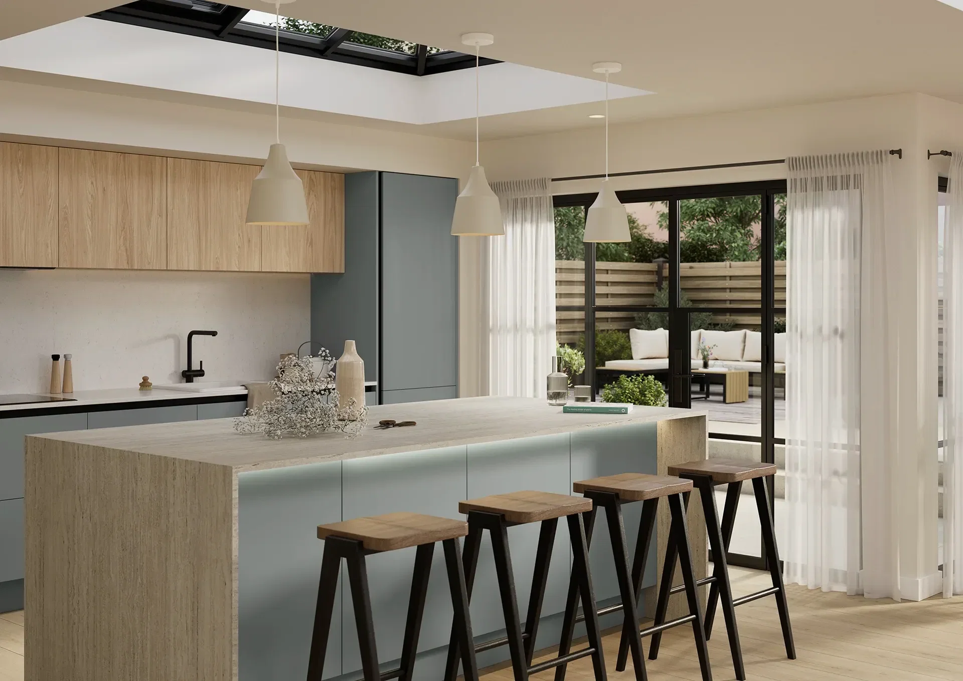 Kitchen with Hamilton Natural Sheffield Acacia and Franklin Monument doors