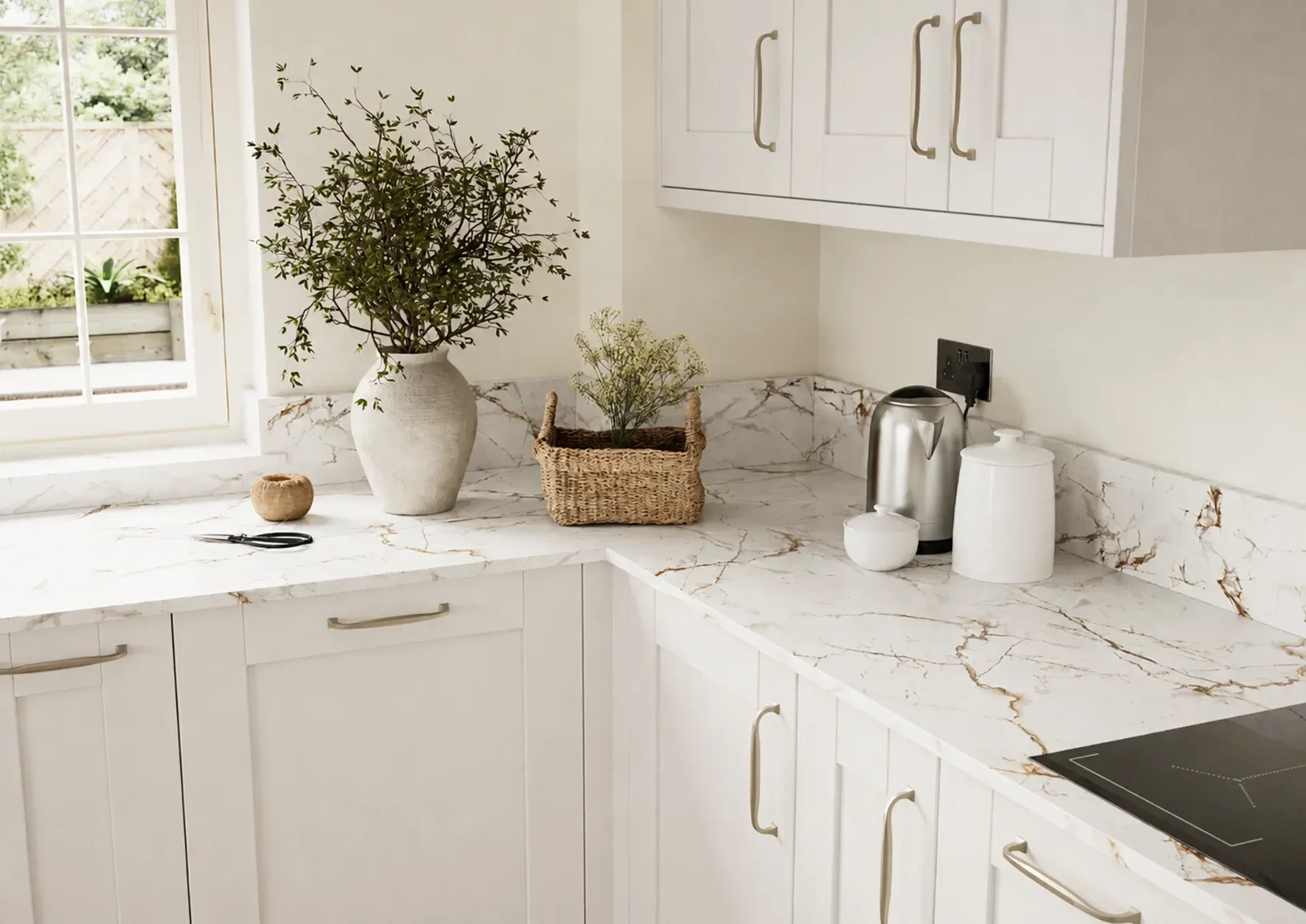 Kitchen with Maine Chalk shaker kitchen doors