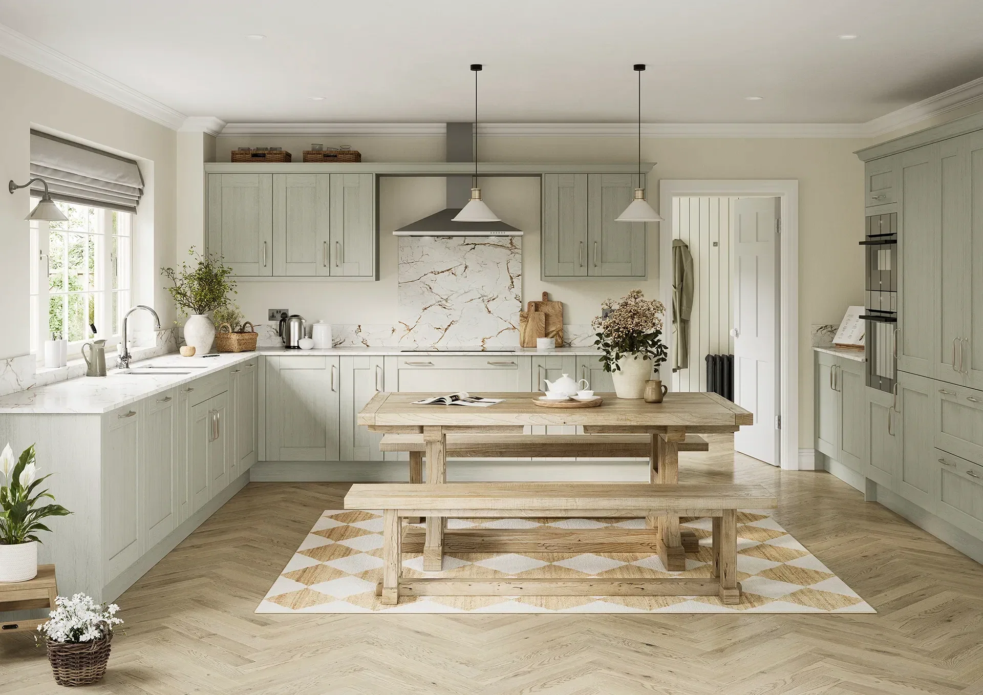 Shaker kitchen with Maine Mussel doors