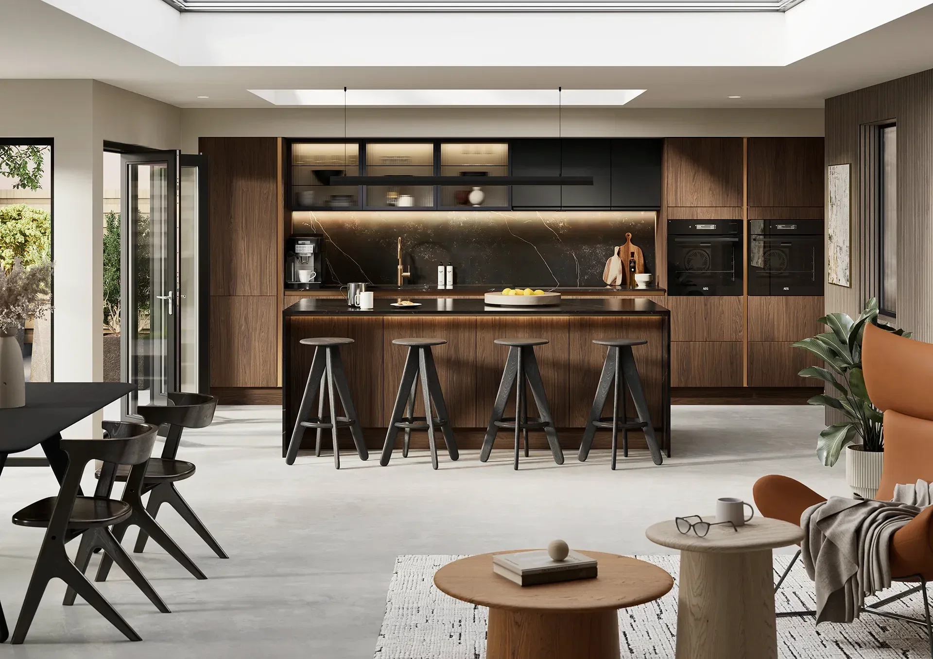 Kitchen with Manhattan Cannon Black and Hamilton Marone Casella Oak doors