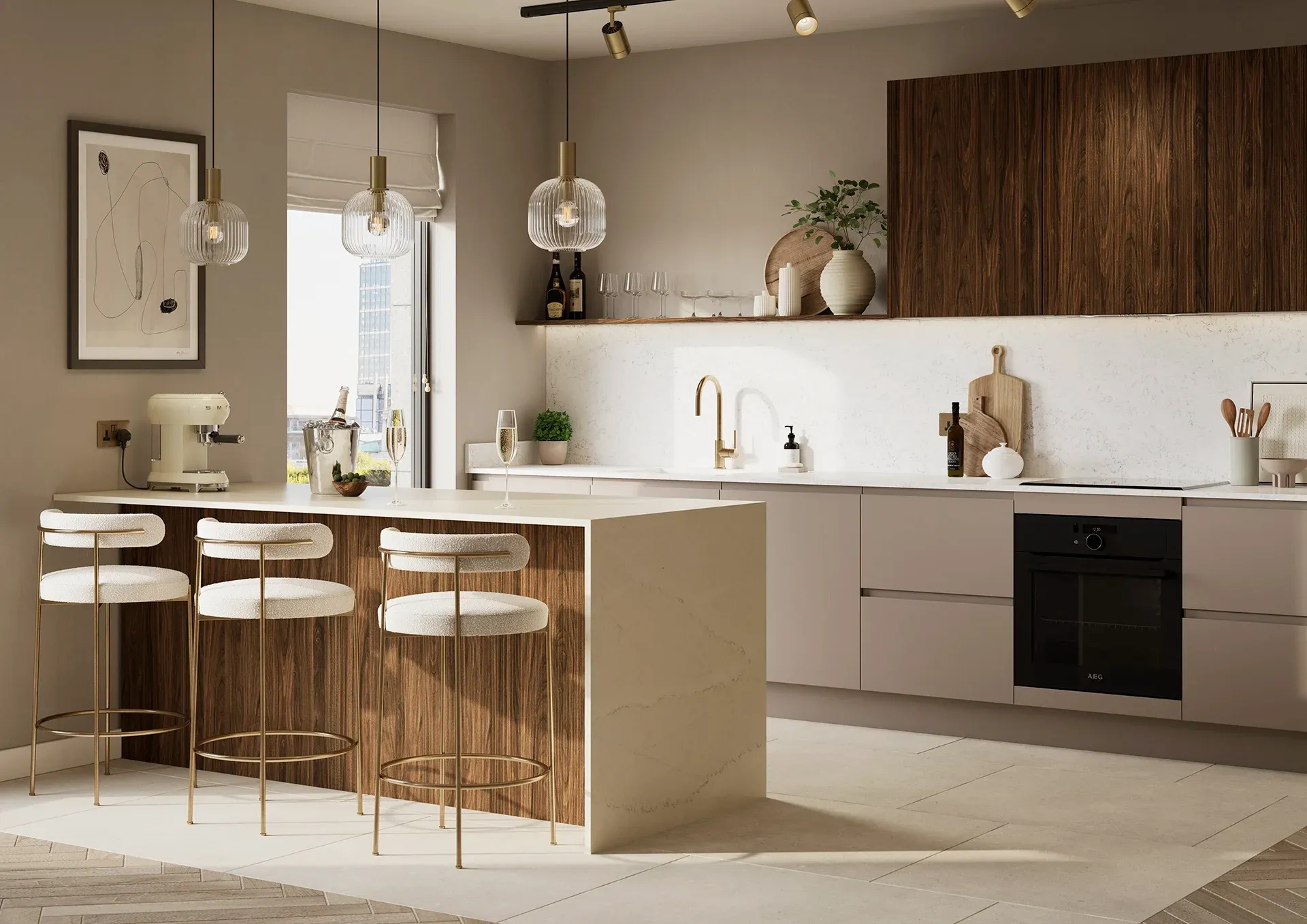 Jpull kitchen with Manhattan Stone Grey and Hythe Caletta doors
