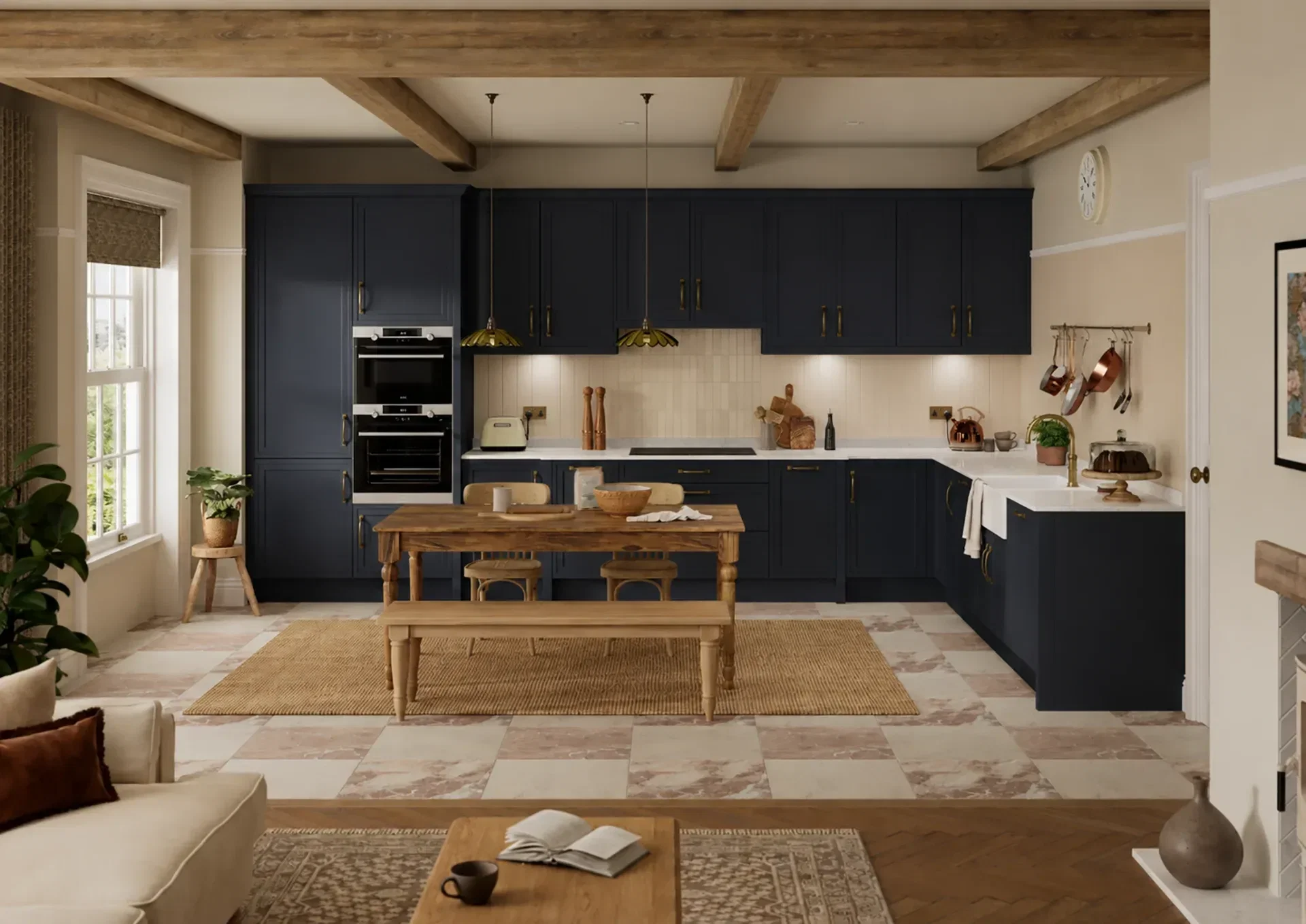 Kitchen with Petworth Indigo Blue shaker doors