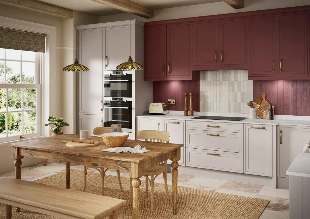 Shaker kitchen with Petworth Stone and Antique Red doors