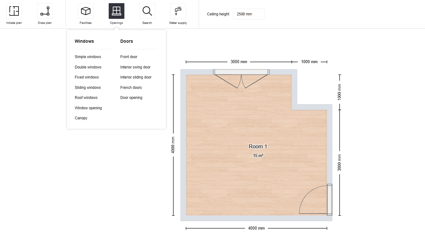 Screenshot of planning tool